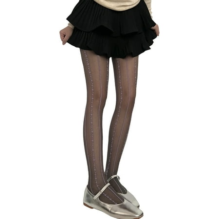 

YUUZONE Women Spring Thin Pantyhose Vintage Ballet Style Floral Striped Patterned Tights