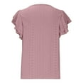 thumbnail image 3 of Timegard Womens Tops Eyelet Scoop Neck Ruffle Cap Sleeve Tee Summer Beach Casual Loose Comfy Shirt Tops, 3 of 8