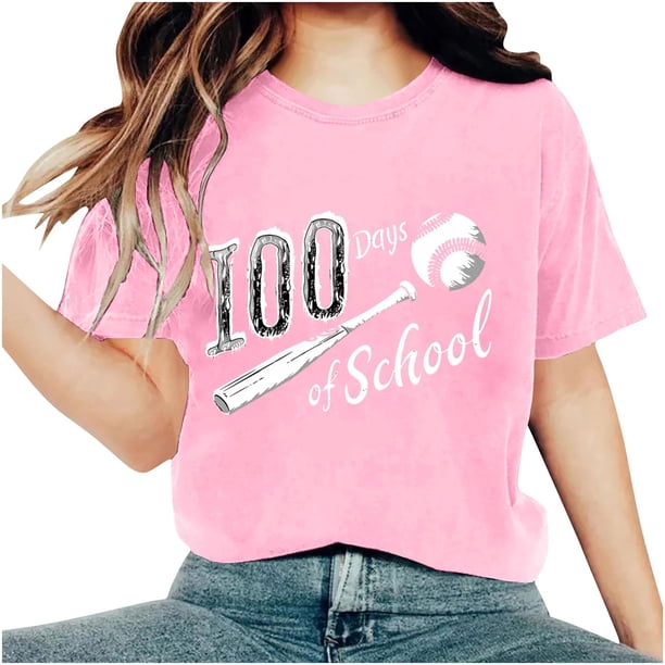 Camisetas de Cuello de Tripulación de Manga Corta para Mujeres Carta Impresa Camiseta 95% Poliéster 5% Spandex, Manga Corta Cuello Redondo Top Casual para Diario