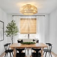 thumbnail image 2 of KAISITE 20 inch Boho Ceiling Fan with Light Kit and Remote, Dimmable Fan Light with Handmade Woven Rattan Shade for Bedroom, 2 of 11
