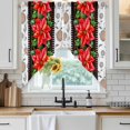 thumbnail image 6 of Red Christmas Swag Valances for Windows 2 Pack, Kitchen Window Curtains 36 Inch Length, Xmas Botanical Poinsettia Privacy Swag Curtains for Living Room/Bathroom with Rod Pocket 36"x36", 6 of 8