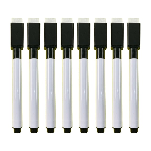 Gnwei 8 pcs Magnetic Fine Tip Dry Erase Markers for Whiteboards Erasable Water Based Ink Pens with Black Core Plastic Office and Home Board Writing Supplies