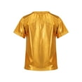 thumbnail image 2 of Linjinx Girls Shiny Metallic Dance Tops Sparkly Hip Hop Shirts Jazz Modern Dance T Shirt Stage Gold 180, 2 of 7