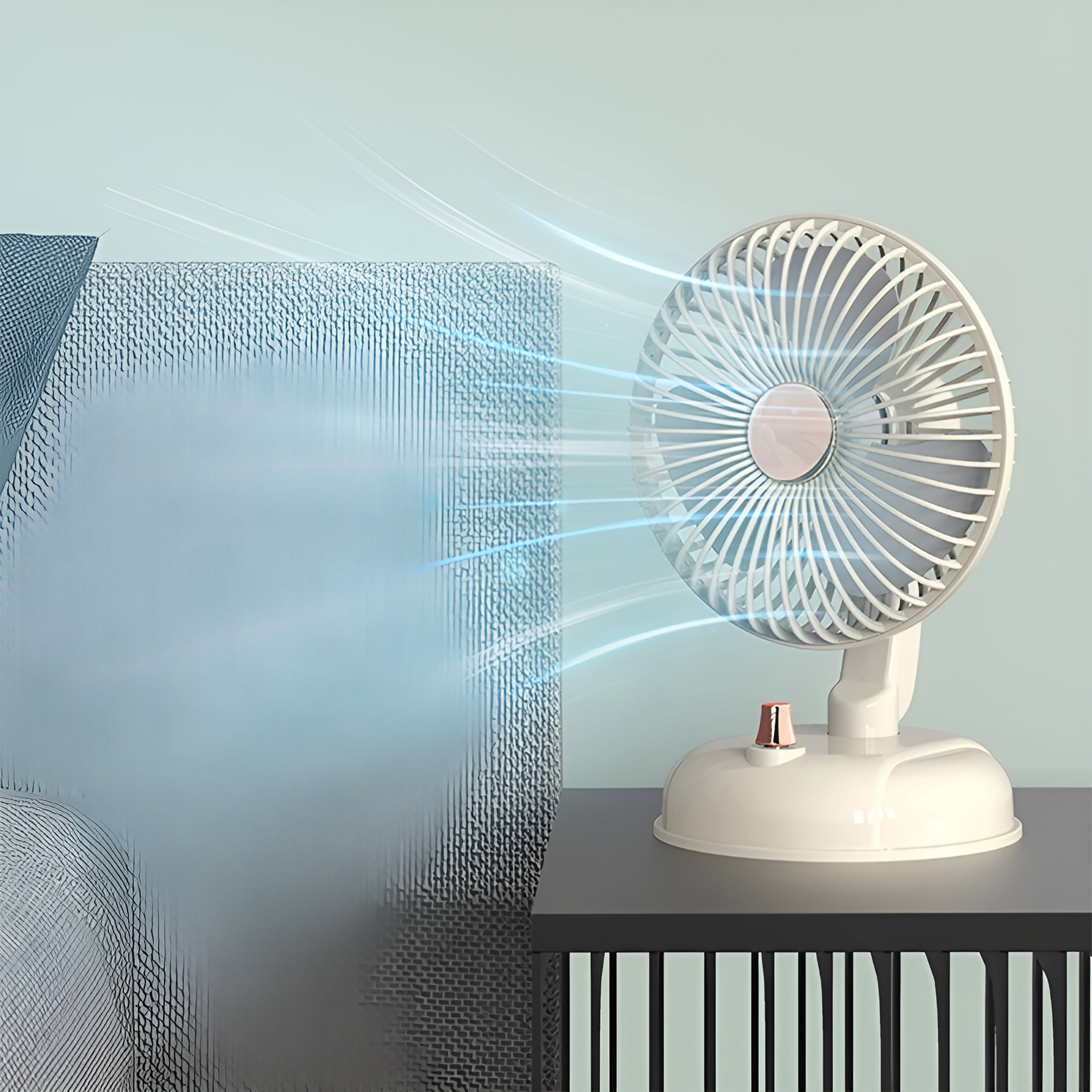 HIBIBUD Oscillating Vintage Fan, Metal Retro Table Top Fan, Adjustable Head Tilt, Quiet 4 Speeds Plug-In Desk Fan for Bedroom Home Office & Kitchen
