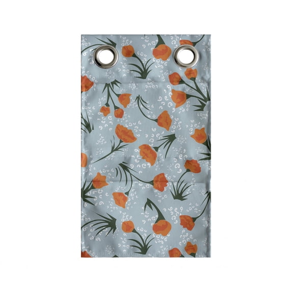 Floral Hanging Pocket Organizer, Repeating Vintage-Themed Flowers on Branches, Printed Polyester Storage Bag with Pockets, 9" x 27", Pale Blue Burnt Orange