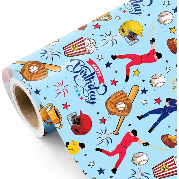 58"x 23" inchs Baseball Wrapping Paper Roll - Sport Birthday Wrapping Paper Perfect for Kids Boys, Sports Party, Baseball Lover