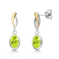 Gem Stone King 925 Silver and 10K Yellow Gold Yellow Lemon Quartz Earrings for Women | 2.20 Cttw | Gemstone Birthstone | Oval 8X6MM