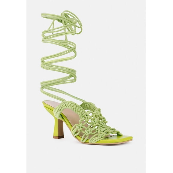 BEROE Green Braided Handcrafted Lace Up Sandal