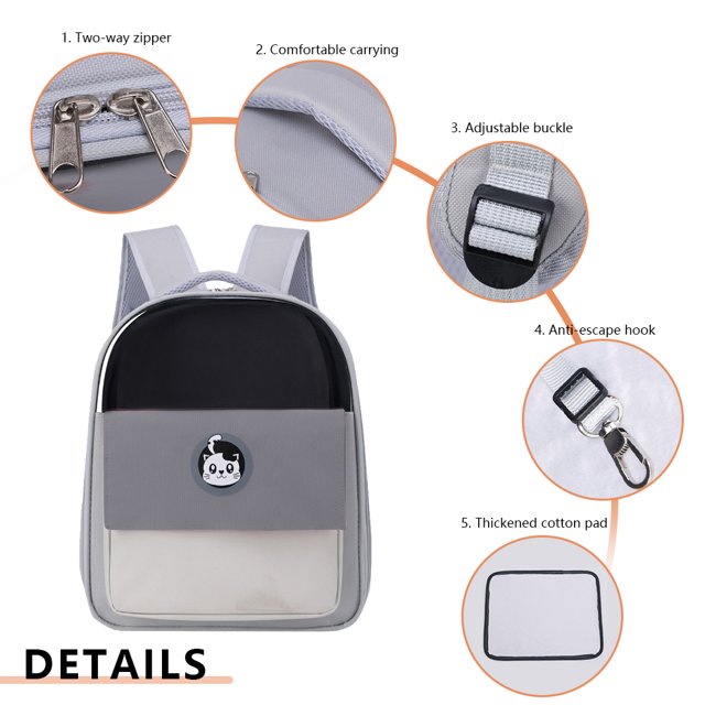 Mochila de viaje para gatos, mochila transpirable para mascotas al aire libre, antisalpicaduras (gris)