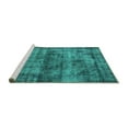 thumbnail image 2 of Ahgly Company Machine Washable Indoor Square Oriental Turquoise Blue Industrial Area Rugs, 5' Square, 2 of 4