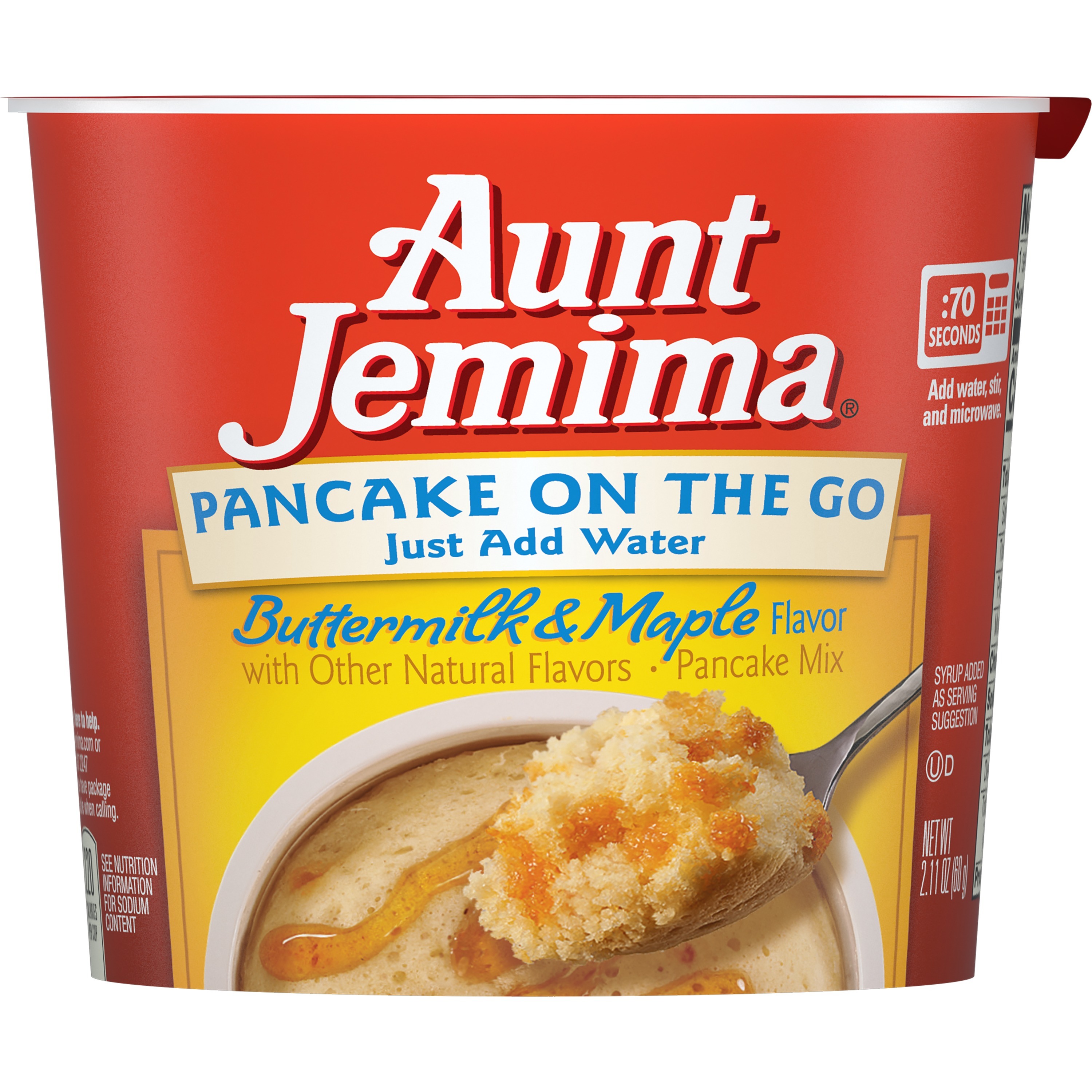 Aunt Jemima Buttermilk & Maple Pancake on The Go Cup, 2.11 oz Plastic Cup