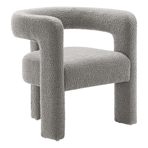 Maklaine Kayla Upholstered Modern Boucle Fabric Armchair in Light Gray