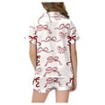 thumbnail image 4 of Teen Silk Pajamas for Kids Valentines Day Pjs Short Sleeve Bow Button Down Shirt Pjs for Boys 12-13 Years, 4 of 5