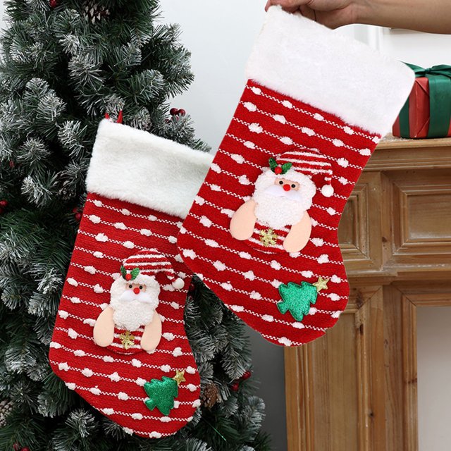 Hogar y cocina, Decoración del hogar, Decoración navideña, Medias navideñas Adornos para árbol de Navidad Bolsas de regalo navideñas Adornos decorativos, calcetines navideños de tela