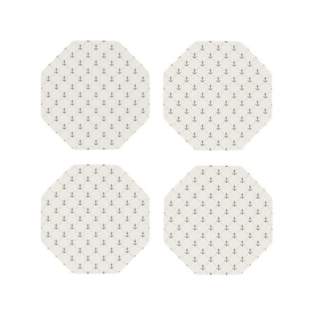 

Junzan Anchors Print Coasters for Drinks - Leather Coasters Set of 4 for Coffee Table for Housewarming/Kitchen/Bar/Decor-Octagon