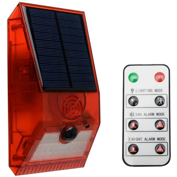 Solar Alarm Light, Strobe Motion Sensor With Remote Control, Solar