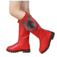 thumbnail image 5 of Mostsola Girls Boots Wide Calf Fashion Tall Riding Boots Winter Warm Zip up Mid Calf Boots, 5 of 9