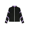 thumbnail image 5 of CHICTRY Girls Long Sleeve Athletic Coat Tops Teens Juniors Stripes Zipper Front Sports Jacket Light Purple 16, 5 of 7