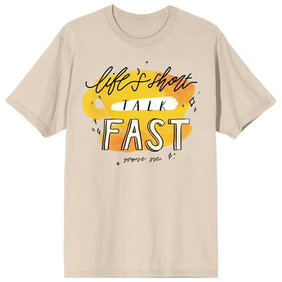 Gilmore Girls Life's Short, Talk Fast Women's Natural Graphic Short Sleeve Crew Neck Tee-Medium