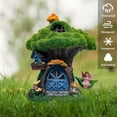 thumbnail image 6 of Teresa's Collections 7.9 inches Flocked Fairy House Garden Statues with Solar Lights, Resin Moss Outdoor Cottage Figurines with Fairy, Treehouse Lawn Ornaments for Patio Yard Decor, 6 of 12