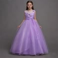 thumbnail image 6 of hengsof Girls Fashion Floral Print Solid Sleeveless Round Neck Mesh Dress Sweet Flower Girl Formal Gown for Wedding Party 5-16 Years, 6 of 8