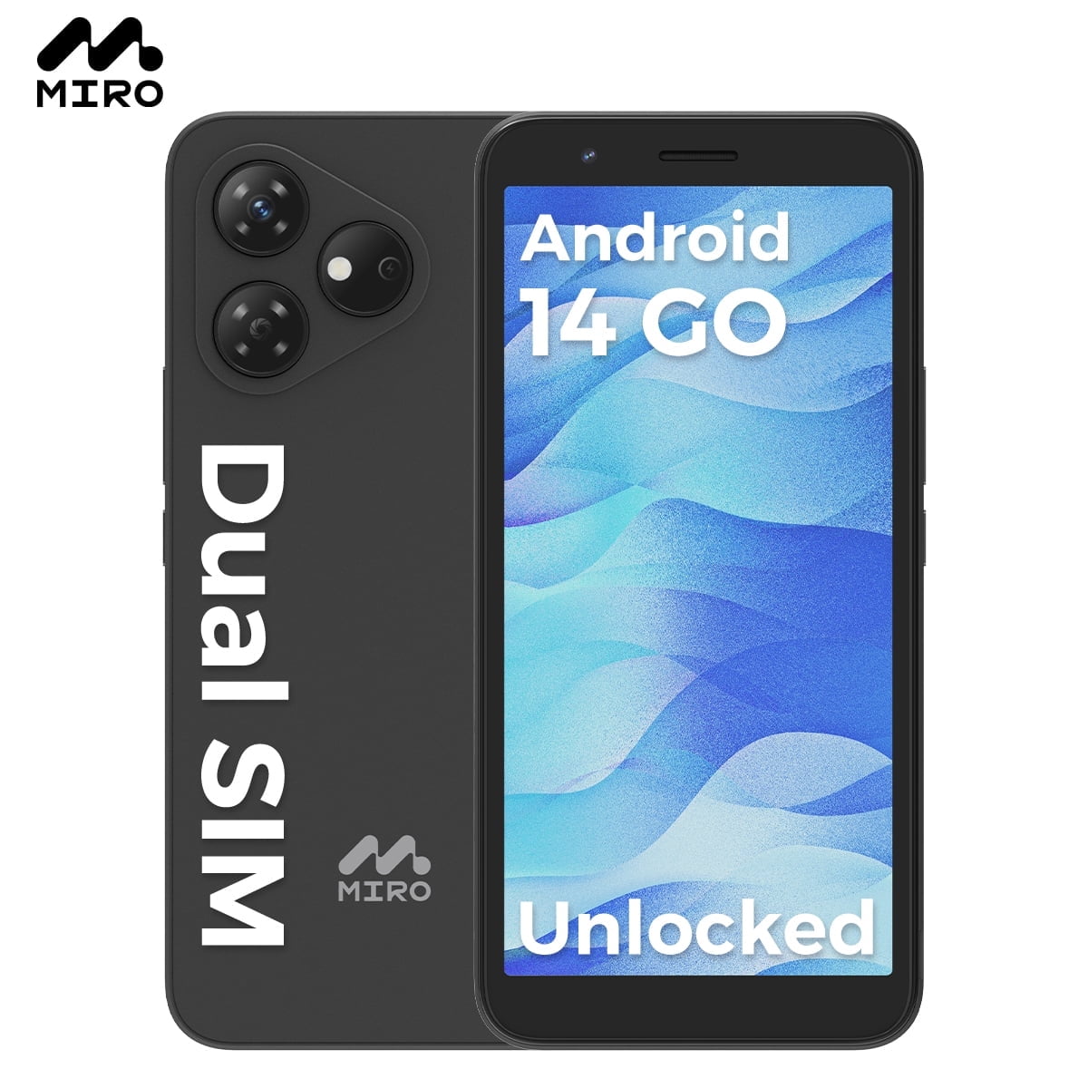 MIRO A1 Cellphone 6'' HD IPS Incell Display Android 14 Smartphone 2+32GB TF, 3000mAh Battery Andriod Phone, Unlock Smart Phone, 4G Dual SIM, GPS,OTG