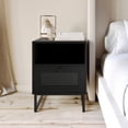 thumbnail image 3 of Merrick Lane Set of 2 Mid-Century Modern Wooden Bed Side Tables/Nightstands with Drawer and Shelf in Black Finish, 3 of 14