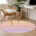 thumbnail image 6 of Purple Yellow Boho Round Rug 3ft Area Rug Washable Soft Non-Slip 3' Circle Low Pile Rugs Ethnic Tribe Arrows Geometric Carpet for Bedroom Living Room Entryway Home Office Dining Room, 6 of 9
