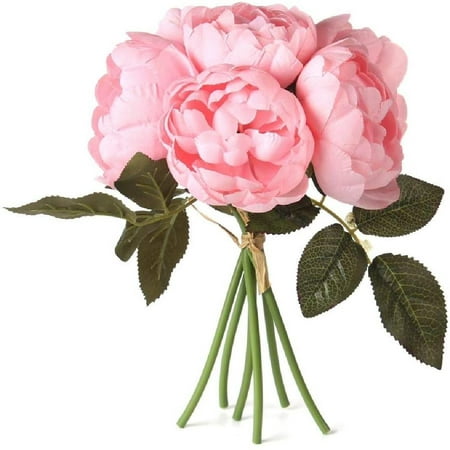 Artificial Peony Silk Flowers Bouquet Home Wedding Decoration Handcrafted bouquet silk peony silk leaves plastic stem wraped in raffia.
