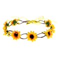 thumbnail image 2 of 3Pcs Mariage Festivals Floral Bande de Cheveux Réglable Ruban Marguerite Fleur Bandeau Couronne (Jaune), 2 of 2