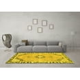 thumbnail image 3 of Ahgly Company Machine Washable Indoor Round Abstract Yellow Modern Area Rugs, 5' Round, 3 of 4