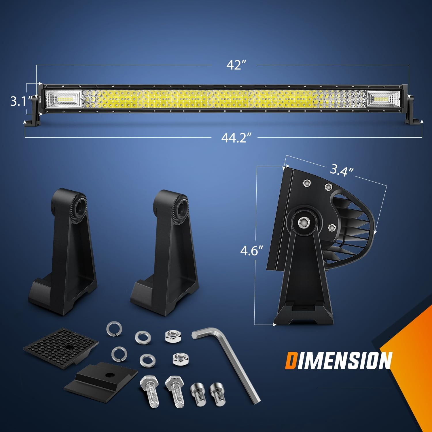 Nilight - LED Light Bar 42Inch 648W Triple Row Flood Spot Combo Led Bar 43000LM Driving Lights Super Bright Led Off Road Lights for Trucks Jeep UTV ATV Boat