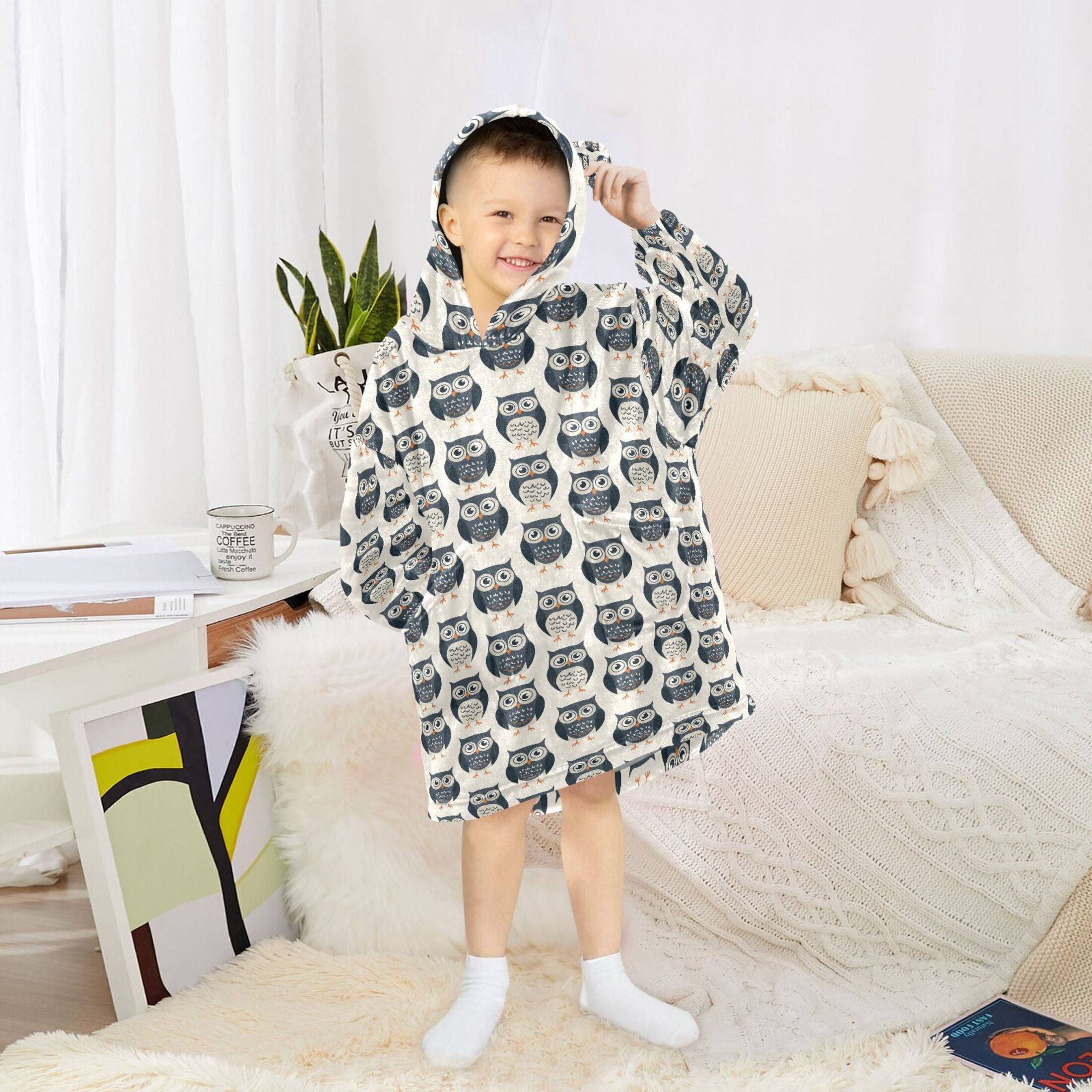 joogoo Blanket Hoodie for Cute Owls Oversize Sweatshirt 3-14 YR L