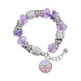 thumbnail image 1 of Delight Jewelry Silvertone Domed Multi Color BSM Purple Butterfly Bead Charm Bracelet, 7"+1" Extender, 1 of 5