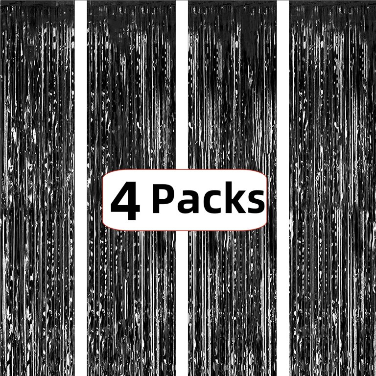 AIQINHU Blue Tinsel Foil Fringe Curtain Backdrop, 3.3 X 8.2 Ft Metal