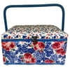 The Pioneer Woman Sewing Basket with Handle, Heritage Floral Pattern, 12" x 9" x 6.3"
