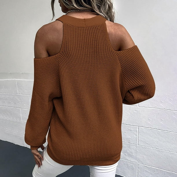 zanvin holiday sweaters Fashion Women Winter Solid Long Sleeve Button  V-Neck Casual Sweater Tops gifts clearance sale