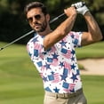thumbnail image 4 of Uorisanigo American Flag Star Couples' Golf Outfits Men Zipper Shirt Quick Dry Short Sleeve Athletic T Shirt Casual Workout and Womens Golf Clothes with Built in Shorts Pockets, 4 of 8