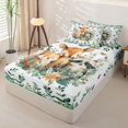thumbnail image 2 of Castle Fairy Watercolor Floral Fox Raccoon Zipper Queen Comforter Set with Fitted Sheet and 2 Pillowcases,Eucalyptus Butterfly Zipper Bedding Set,Peach Sage White,Reversible,4 Pieces, 2 of 6