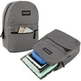 thumbnail image 4 of Classic Solid Color 17 Inch Backpack with Front Zipper Accessory Pocket, Dual Zipper Closure & Padded Shoulder Straps for Work, Office, Gym, Sports, Travel, Commute & Recreation in Gray, 4 of 7