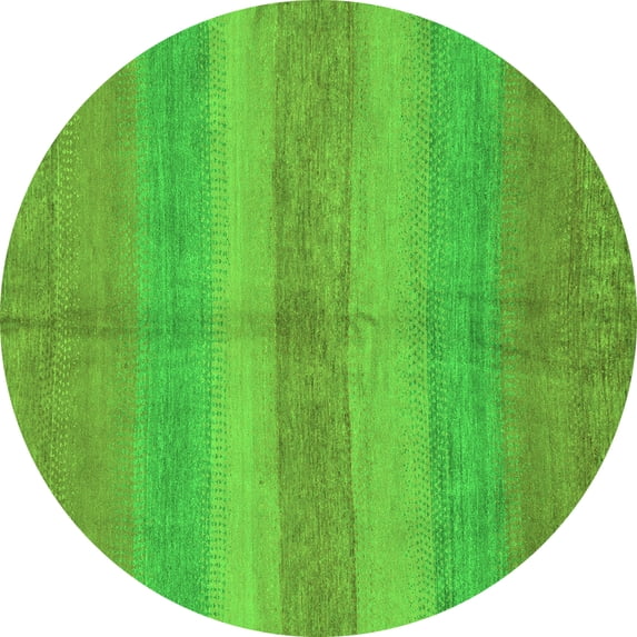 Ahgly Company Indoor Round Abstract Green Modern Area Rugs, 3' Round