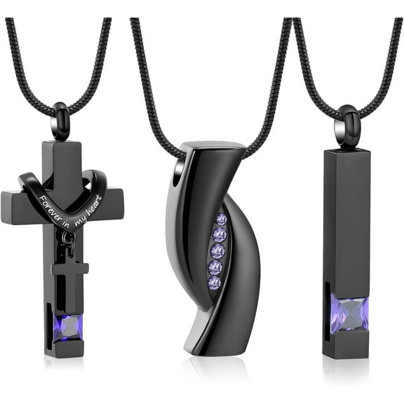 3 Pack Cremation Jewelry Urn Necklace for Ashes for Women Men, Cross Infinity Bar Urn Pendants for Human Ashes Adult Memorial Lockets Ash Jewelry