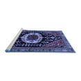 thumbnail image 2 of Ahgly Company Machine Washable Indoor Round Medallion Blue Traditional Area Rugs, 7' Round, 2 of 4