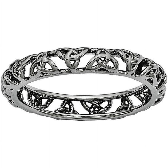Sterling Silver Black-Plated Celtic Knot Ring