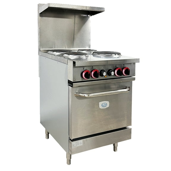 24in. 4 Burner Electric Range Standard Oven Sealed Element 208V/60Hz, Heavy Duty Electric Hot Plate Oven, NSF