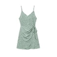 thumbnail image 2 of Dxzfnsa Womens Dresses Summer Women's Trendy Solid Color Polka Dots Strap Mini Dresses Lace Mesh Bow Tie Front V Neck Sleeveless A Line Dresses, 2 of 7