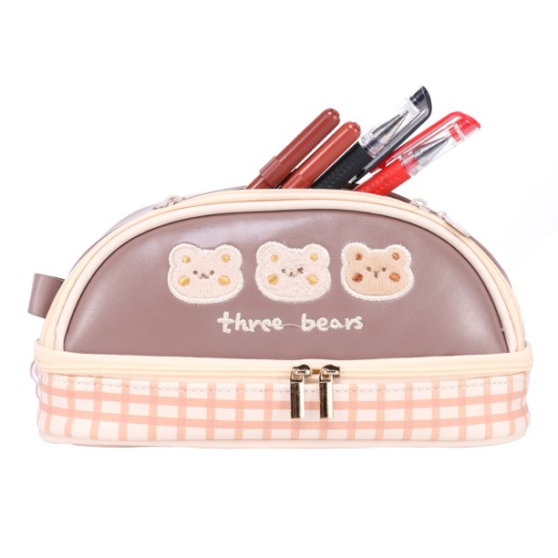 Bolsa Estuche Kawaii para lápices de gran capacidad organizador para bolígrafos suministros escolares (caqui) Tmvgtek Para estrenar