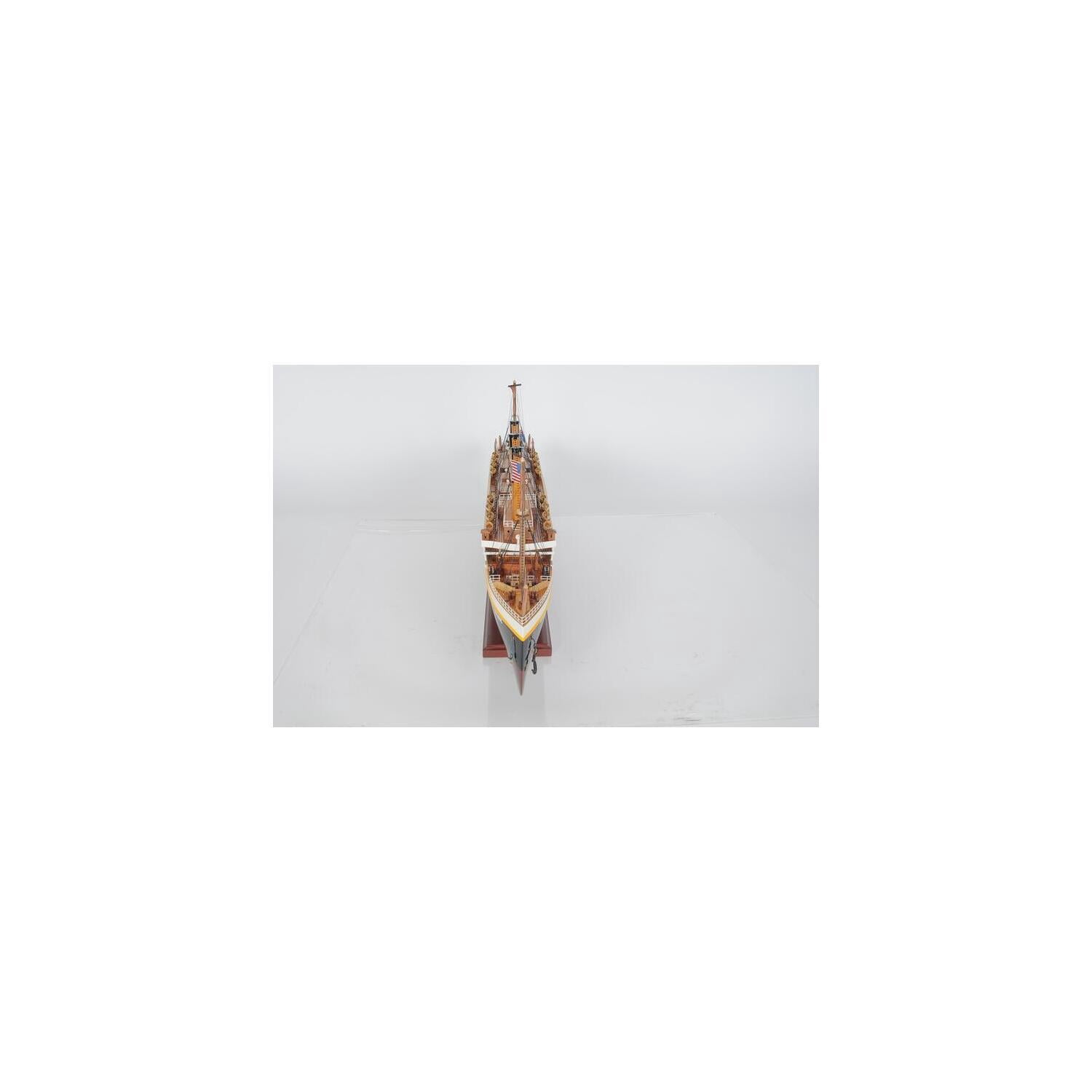 Titanic Model Ship with Lights - Wooden Lifeboats, Crane & Ladder - Red Cedar, Rosewood, Mahogany - 32" Display Piece