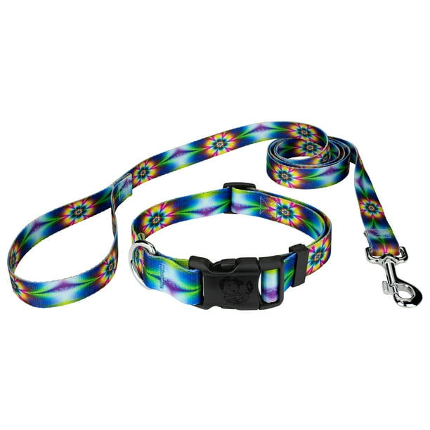 Country Brook Design Tie Dye Flowers Deluxe Dog Collar & Leash