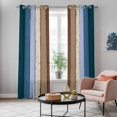 thumbnail image 5 of Blue Brown Kitchen Curtains 84 Inch Length, Farmhouse Wood Grain Vintage Vertical Striped Grommet Top Bedroom Living Room Curtains, Light Filtering Cafe Curtain Drapes 2 Panels Set 84''x84'', 5 of 9